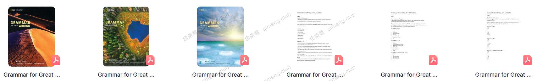 国家地理写作配套语法书《Grammar for Great Writing》全3册 教材+答案