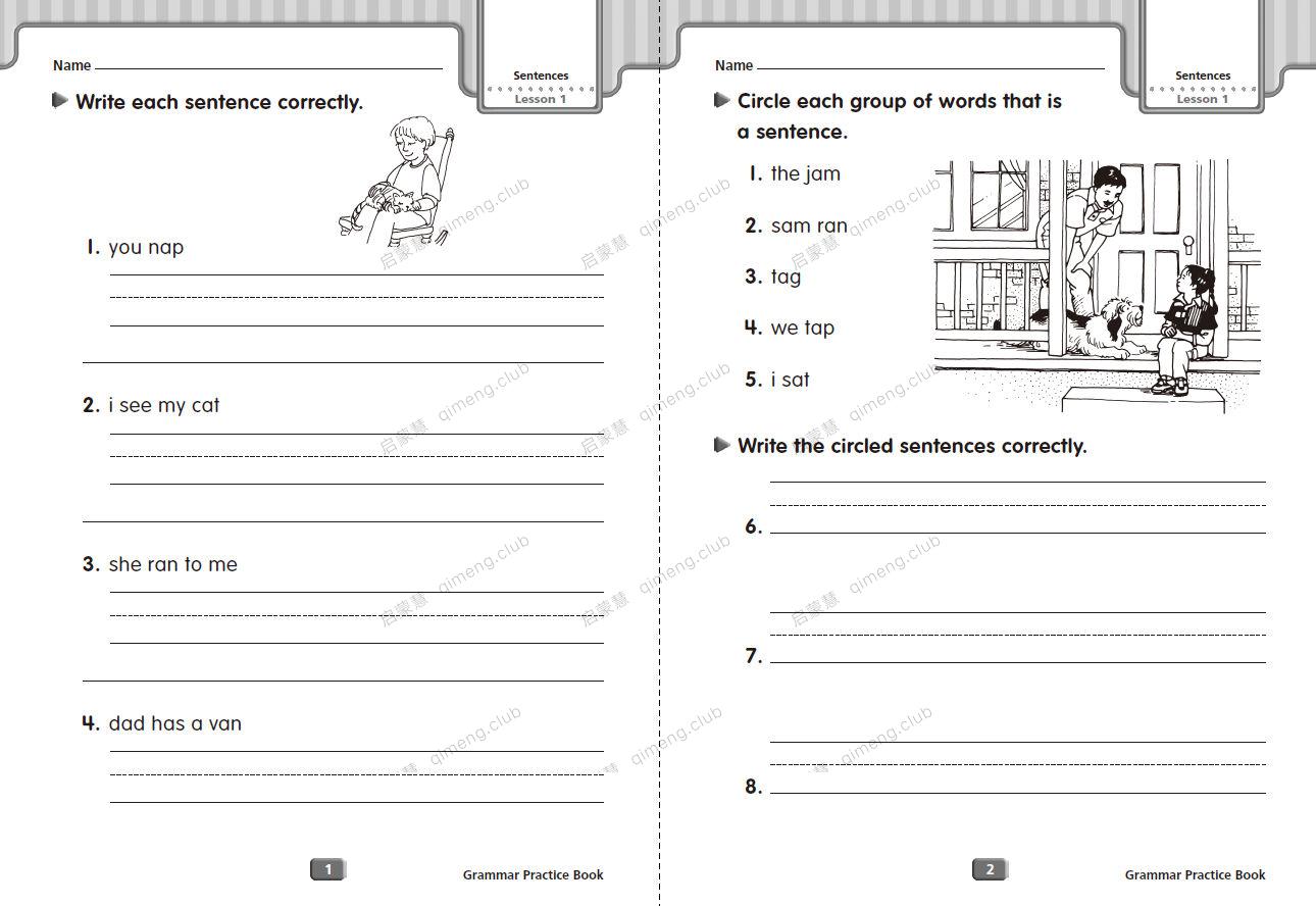 哈考特语法练习册《Grammar Practice Book》G1-6练习册+教师用书（答案）