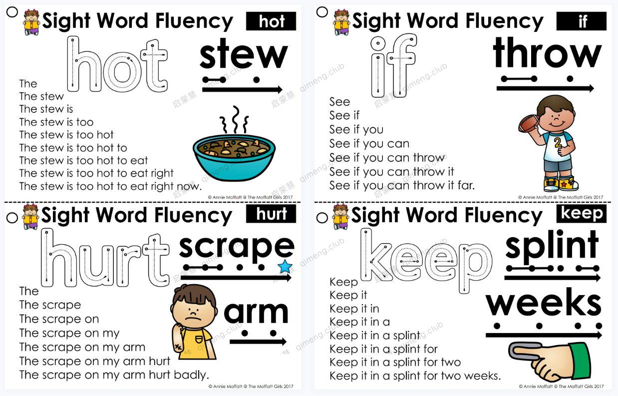 网红高频词金字塔练习卡Sight word fluency pyramid sentences全套5册