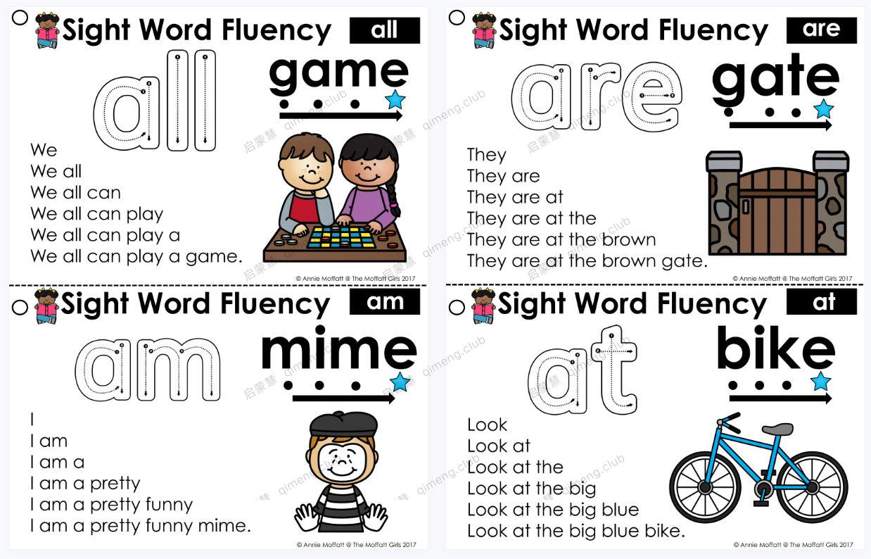 网红高频词金字塔练习卡Sight word fluency pyramid sentences全套5册