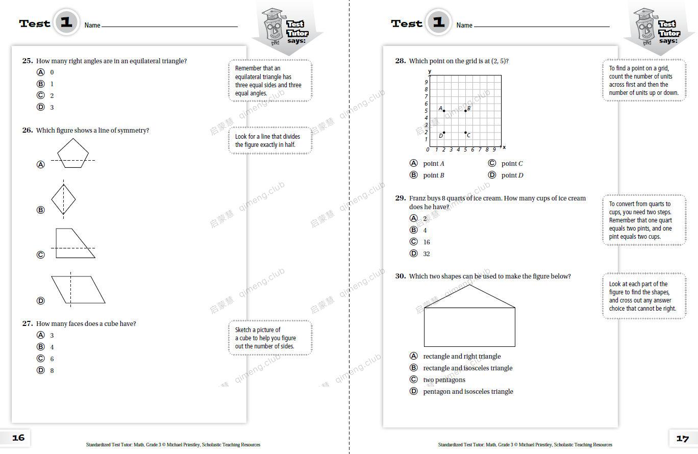 学乐标准测试指导书《Standardized Test Tutor Reading/math》G3-G6 高清原版带答案