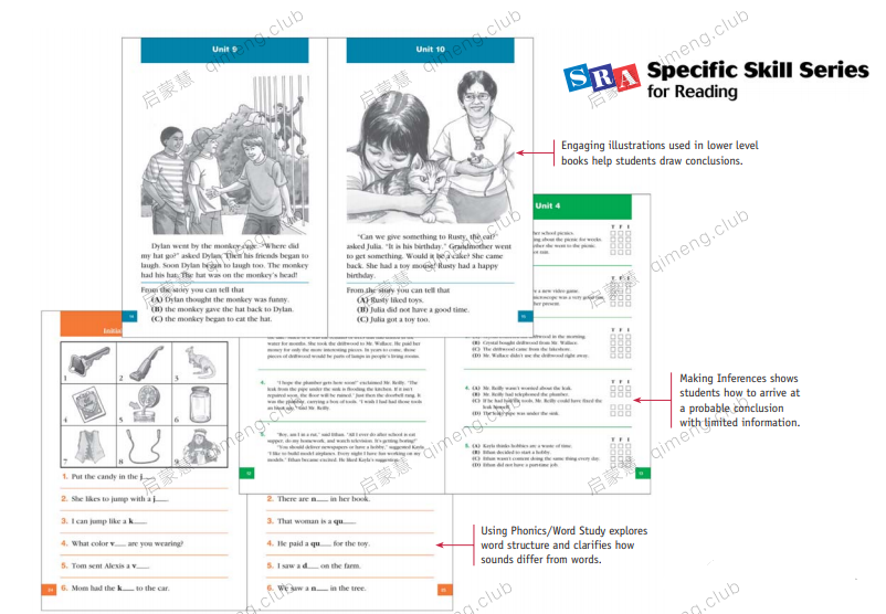 阅读理解练习册《SRA Specific Skills Series for reading》把阅读理解细分成9个专项训练！