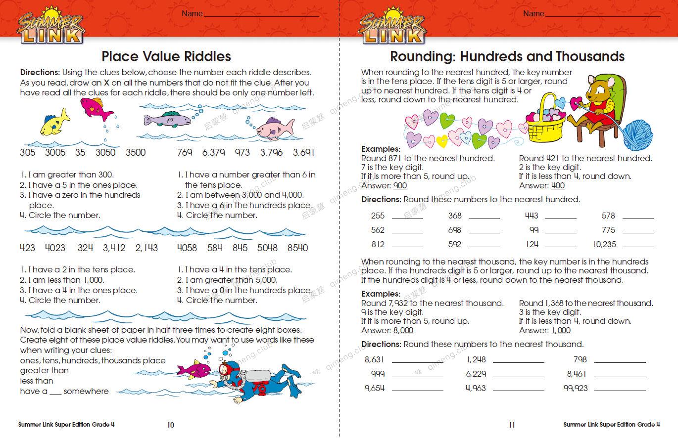 针对幼儿和小学生开发的数学与读写技能综合练习册《Summer Link Math Plus Reading》k-6级别 共7册