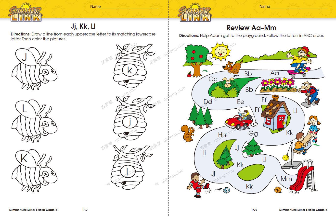 针对幼儿和小学生开发的数学与读写技能综合练习册《Summer Link Math Plus Reading》k-6级别 共7册