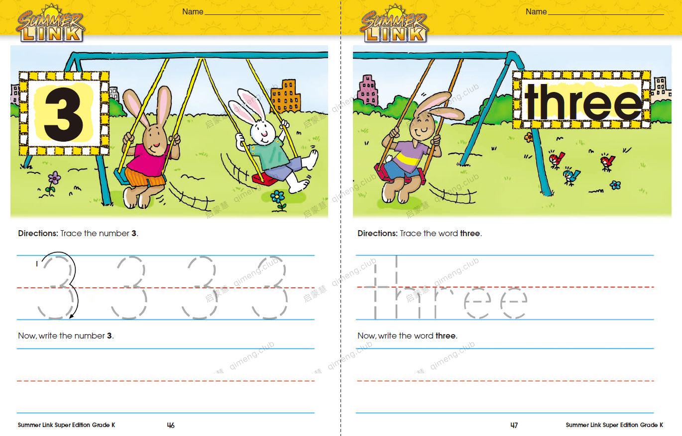 针对幼儿和小学生开发的数学与读写技能综合练习册《Summer Link Math Plus Reading》k-6级别 共7册