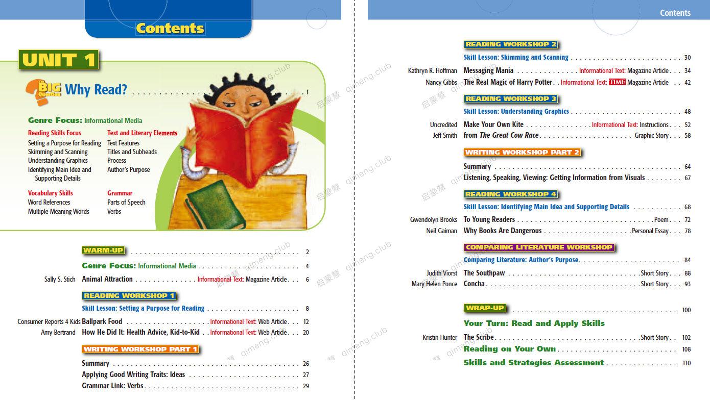 美国初中顶级阅读教材Glencoe Literature《Reading With Purpose》1-5共册 加州、纽约州等众多初中选用的经典教材