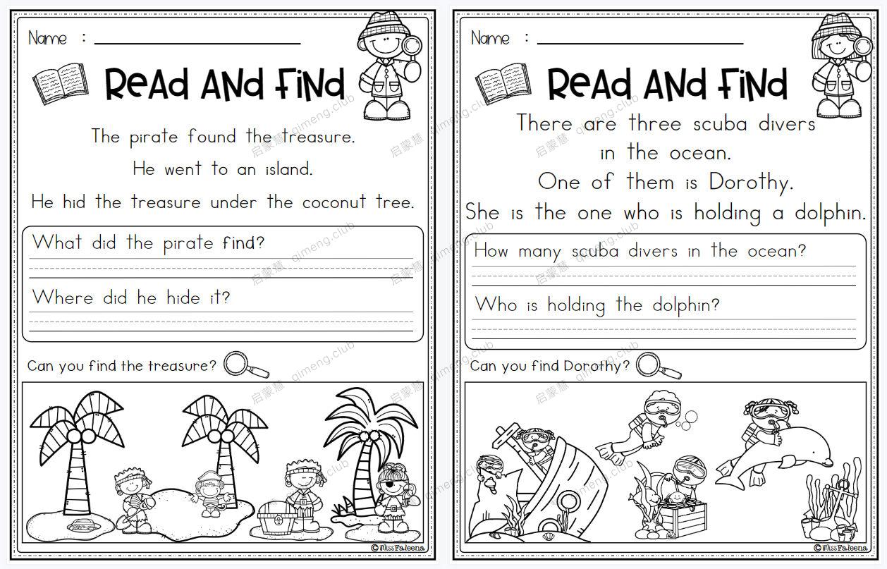 国外小学英语初级阅读理解句型练习《Reading Comprehension Read and Find》5册