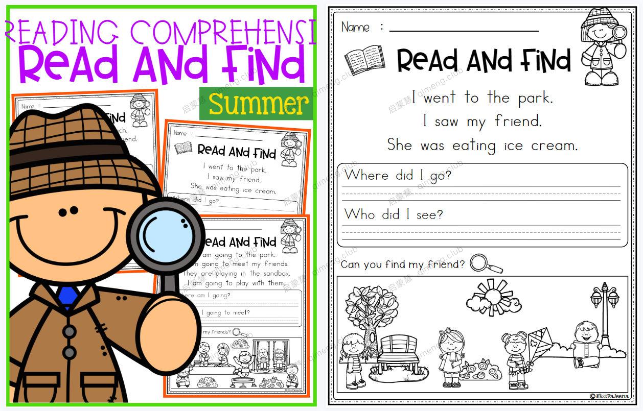 国外小学英语初级阅读理解句型练习《Reading Comprehension Read and Find》5册