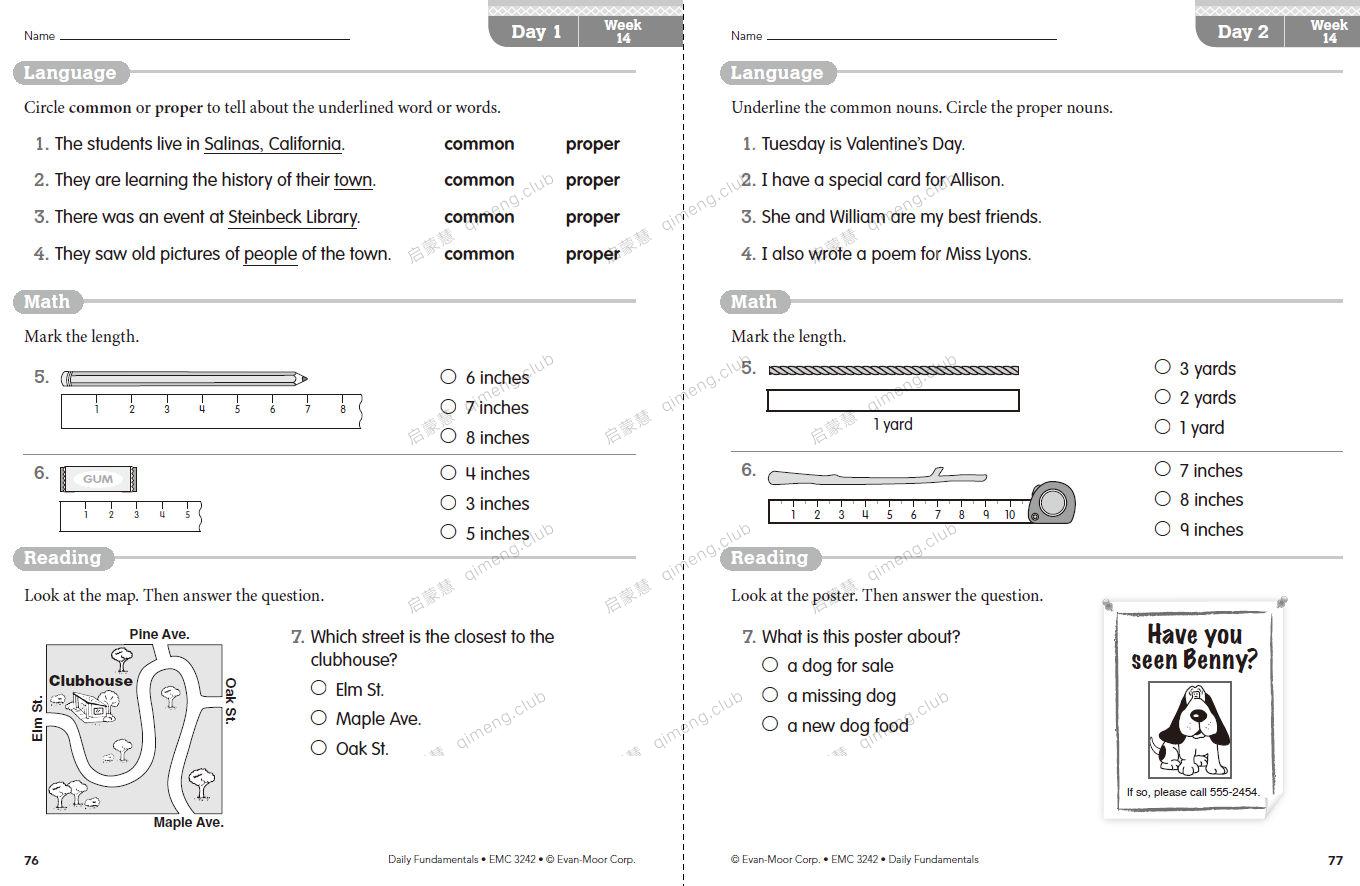 Evan-Moor出版《Daily Fundamental》G1-6 全方位练习语法、数学和阅读，一本搞定