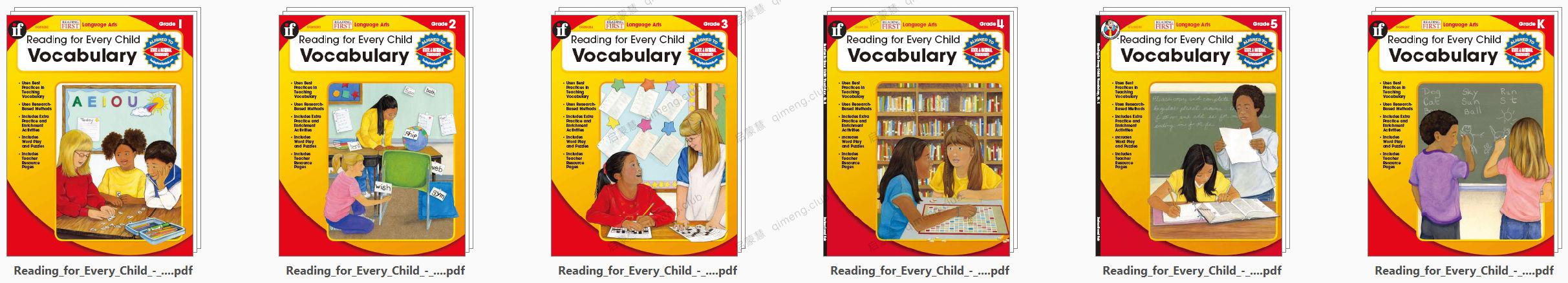必收阅读理解词汇练习册！《Reading for Every Child Vocabulary》共6册 GK-G5 带答案