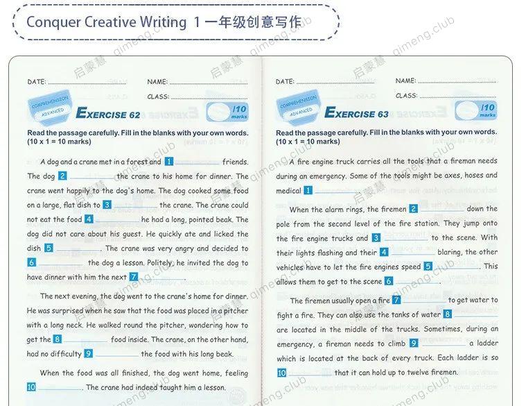 新加坡Conquer系列的写作教材《Creative Writing》6册，适合国内的孩子，像英语母语一样学写作