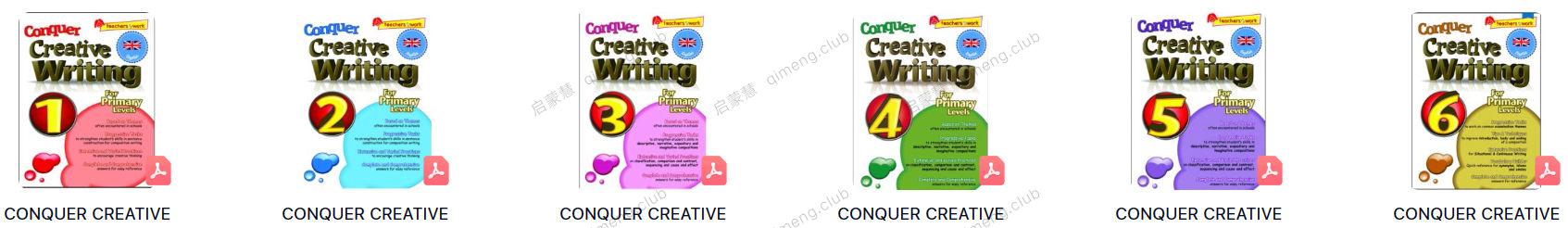 新加坡Conquer系列的写作教材《Creative Writing》6册，适合国内的孩子，像英语母语一样学写作