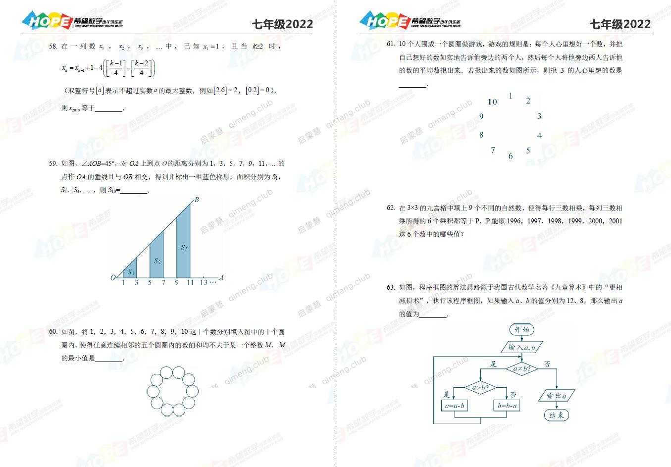 希望杯数学俱乐部官方培训资料学生必刷培训100题+冬令营真题+2017-2021小初1-8年级全题库+答案