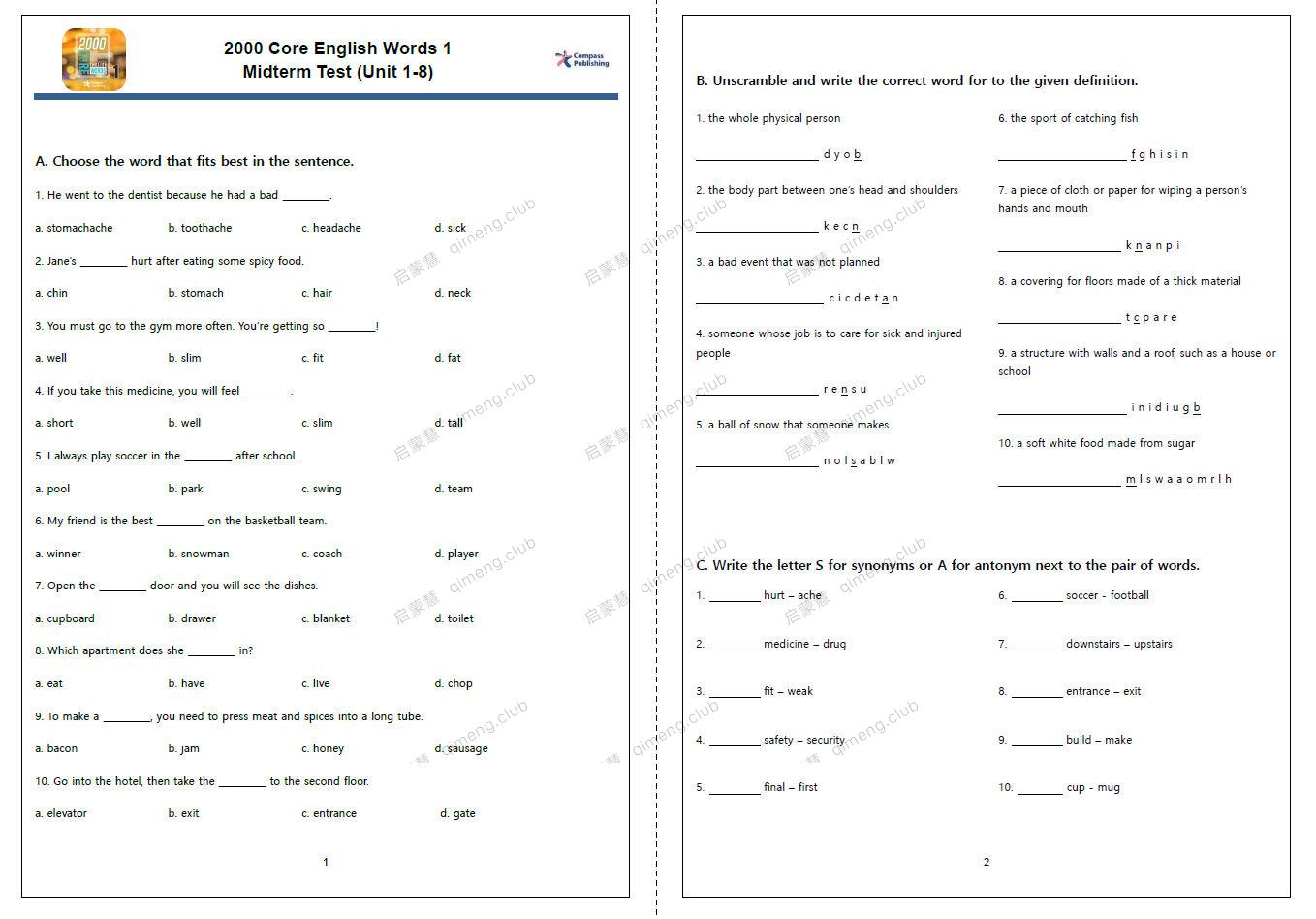 2000词《2000 Core English Words》全套资料，包含教材+音频+测试+答案