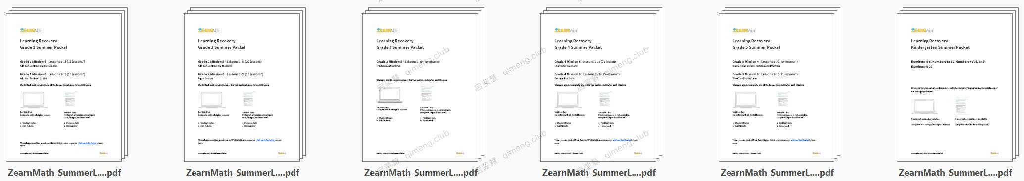 美国顶尖数学思维练习册GK-G5 来自全球顶尖数学思维平台Zearn Maths 共1300多页