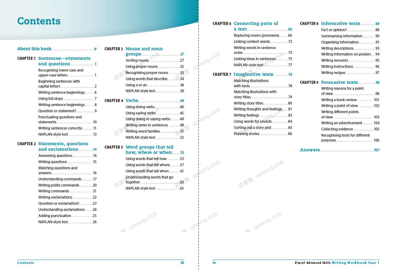 写作练习册《Writing Workbook》G1-6全6册带答案 来自澳大利亚的原版练习册